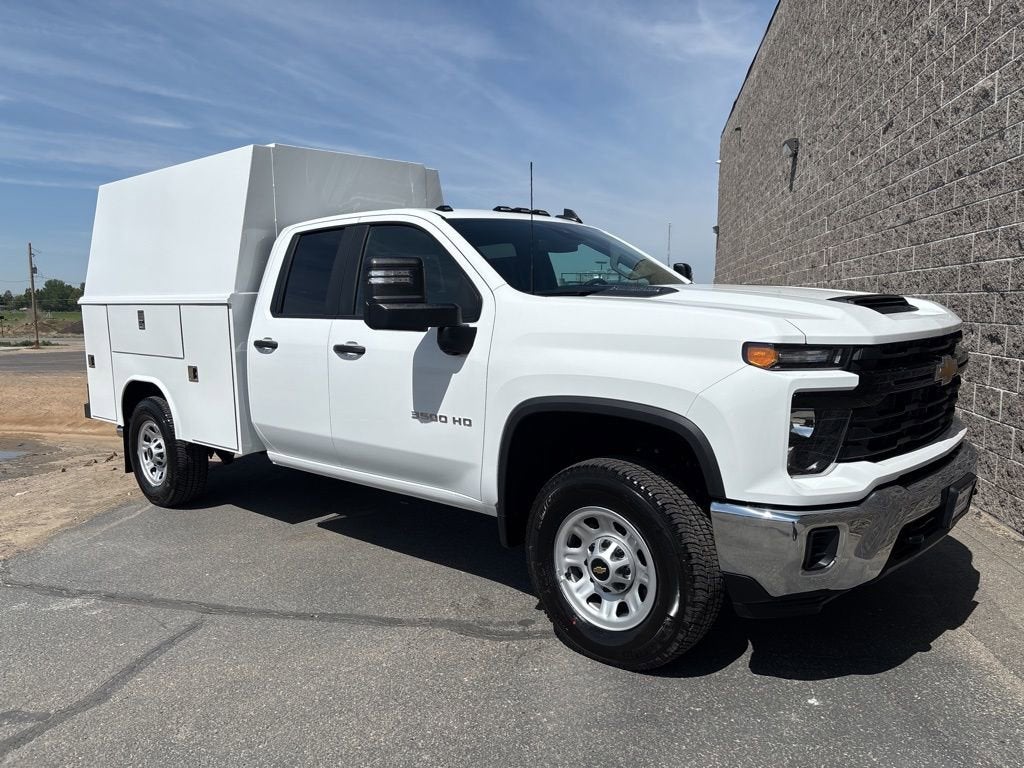 2025 Chevrolet Silverado 3500 HD WT in Summit White — front three-quarter view
