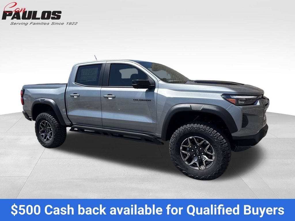 2026 Chevrolet Colorado ZR2 in Sterling Gray Metallic — front three-quarter view