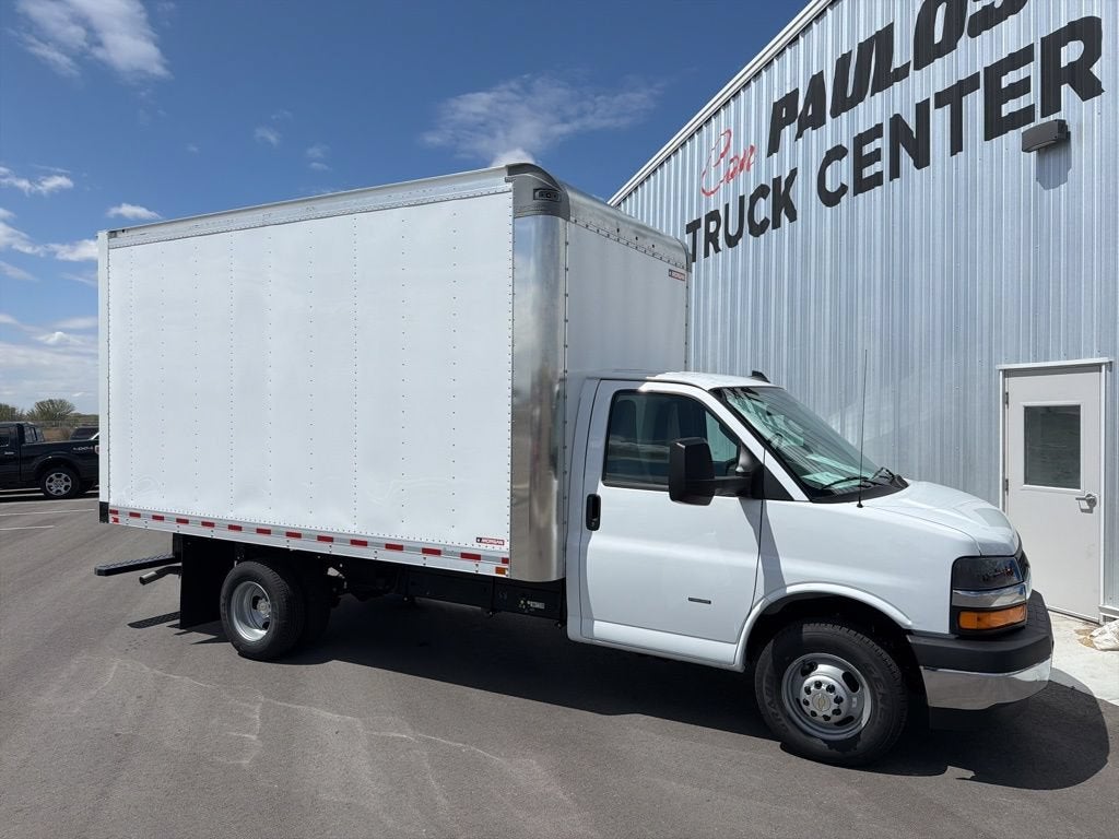 2026 Chevrolet Express Cutaway 3500 1WT in Summit White — front three-quarter view