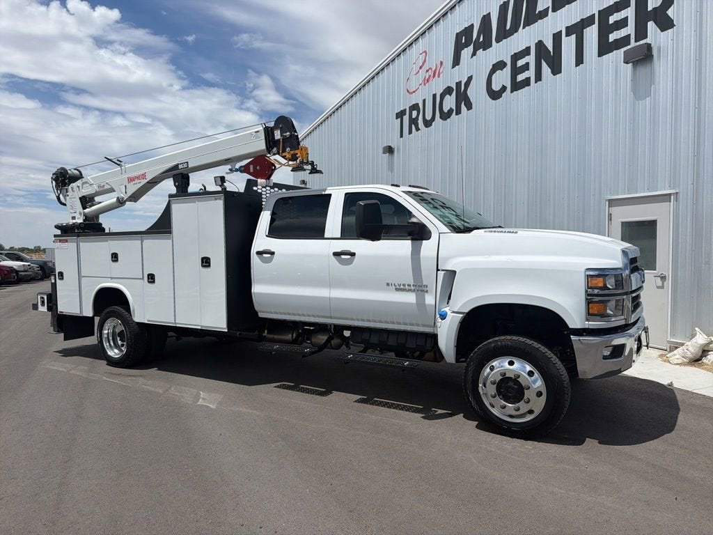 2026 Chevrolet Silverado 6500 HD Work Truck in Summit White — front three-quarter view